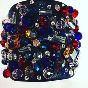 Designer leather/crystal bracelet by Fort Smith.